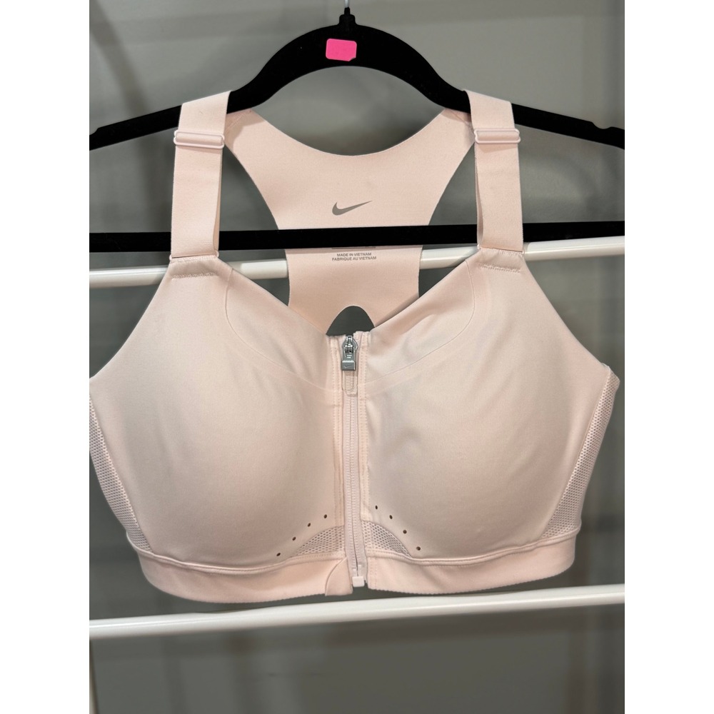 Nike Dri-FIT High Support Front Zip Sports Bra Pink Size Medium C-E Balletcore